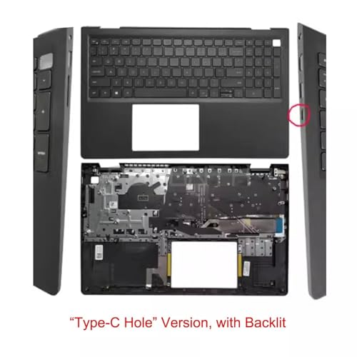 Ảnh minh họa Thay Vỏ Laptop Dell Inspiron 15 3510 3511 3515 3520 Laptop Upper Case Palmrest Backlit Keyboard Type-C Hole Assembly Part 09CJN3 054WVM Replacement for Zin 3