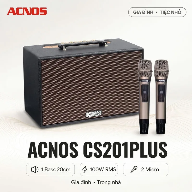 Ảnh minh họa Loa Acnos CS201Plus (New 2026, 100W RMS, Bluetooth 5.0, Kèm 2 tay micro) 2