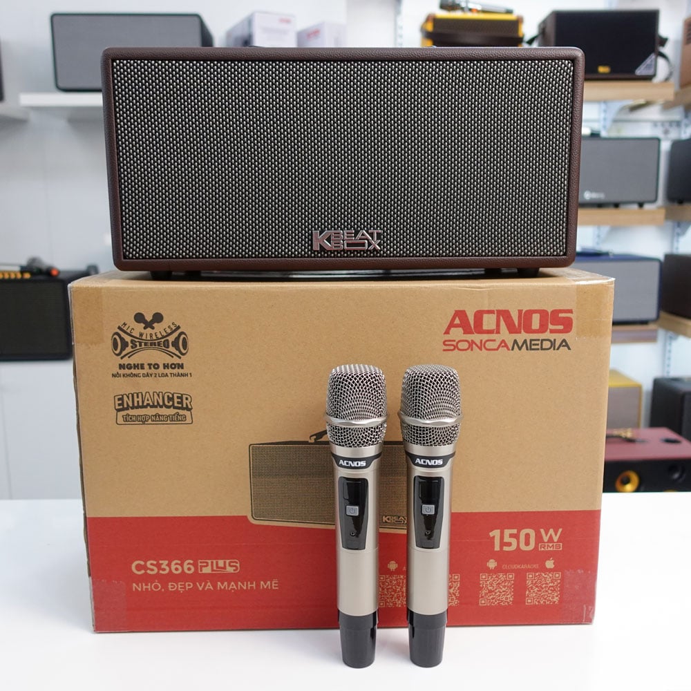Ảnh minh họa Loa Acnos CS366 Plus | Loa karaoke Xách Tay 150W, Kèm 2 Micro 1