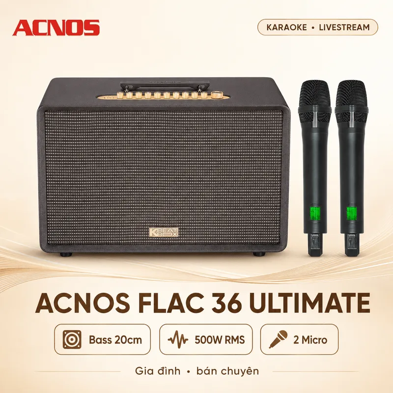 Ảnh minh họa Loa Acnos FLAC 36 ULTIMATE (500W, Bluetooth 5.0, Kèm 2 micro) 1