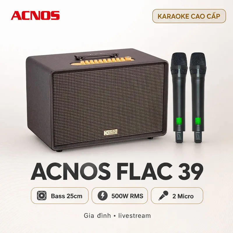 Ảnh minh họa Loa Acnos FLAC 39 (500W, Bluetooth 5.0, Kèm 2 tay micro) 1