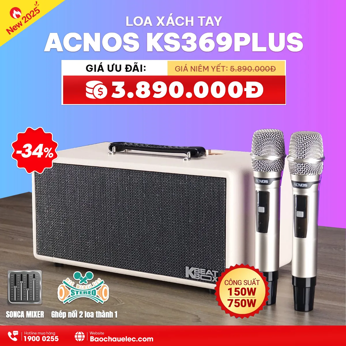 Ảnh minh họa Loa Acnos KS369Plus (Kèm 2 Micro) 1