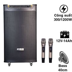  Loa Acnos TOP 430, Bass 40cm, Công Suất 300W, Bluetooth, 2 Tay Micro 