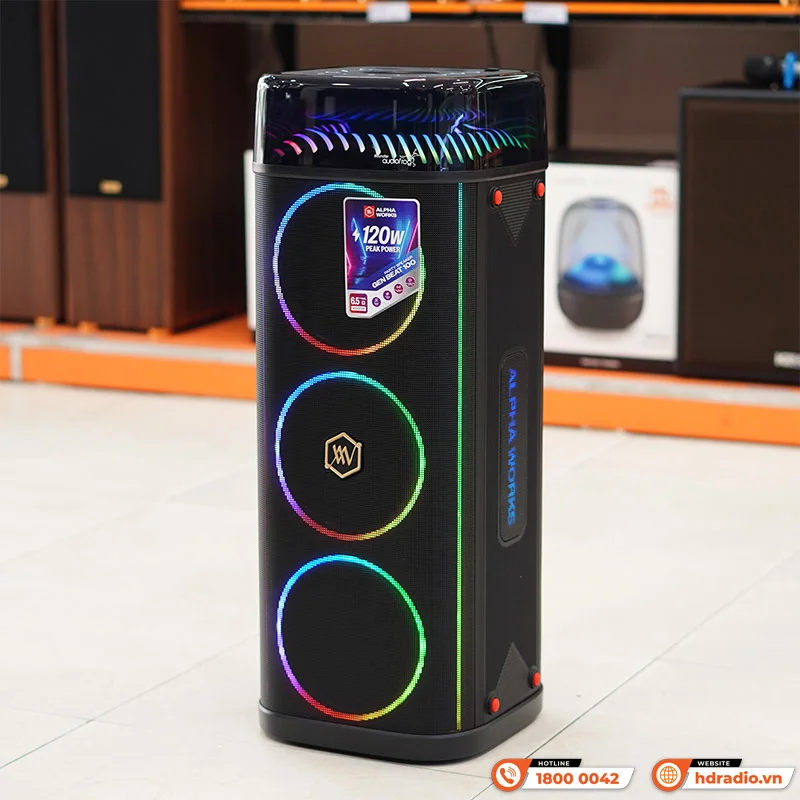 Ảnh minh họa Loa Alpha Works Genbeat 100, Bluetooth 5.3, Công suất 60W RMS, LED Đẹp 2