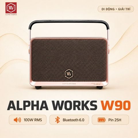 Loa Alpha Works W90 (100W RMS, Pin 25h, Bluetooth 6.0)