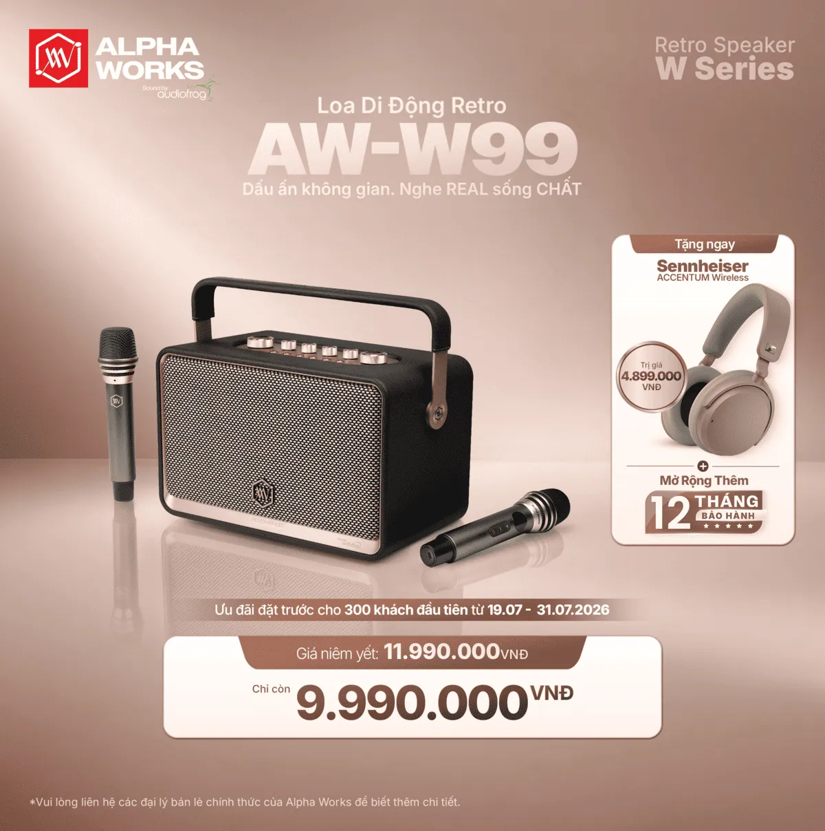 Ảnh minh họa Loa Alpha Works W99 (220W, Pin 14h, Bluetooth V6.0, Kèm 2 micro) 1
