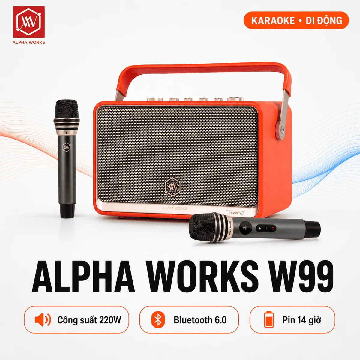 Ảnh minh họa Loa Alpha Works W99 (220W, Pin 14h, Bluetooth V6.0, Kèm 2 micro) 2