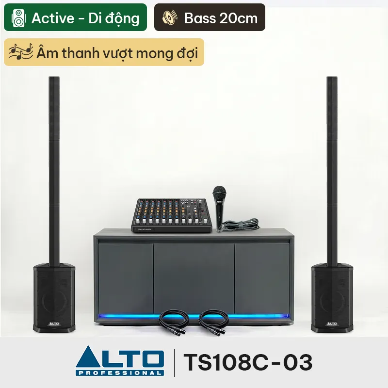 Ảnh minh họa Combo loa cột Alto TS108C New 03 (Alto TS108C, Alto TrueMix 800FX, BIK Pro 8X) 1