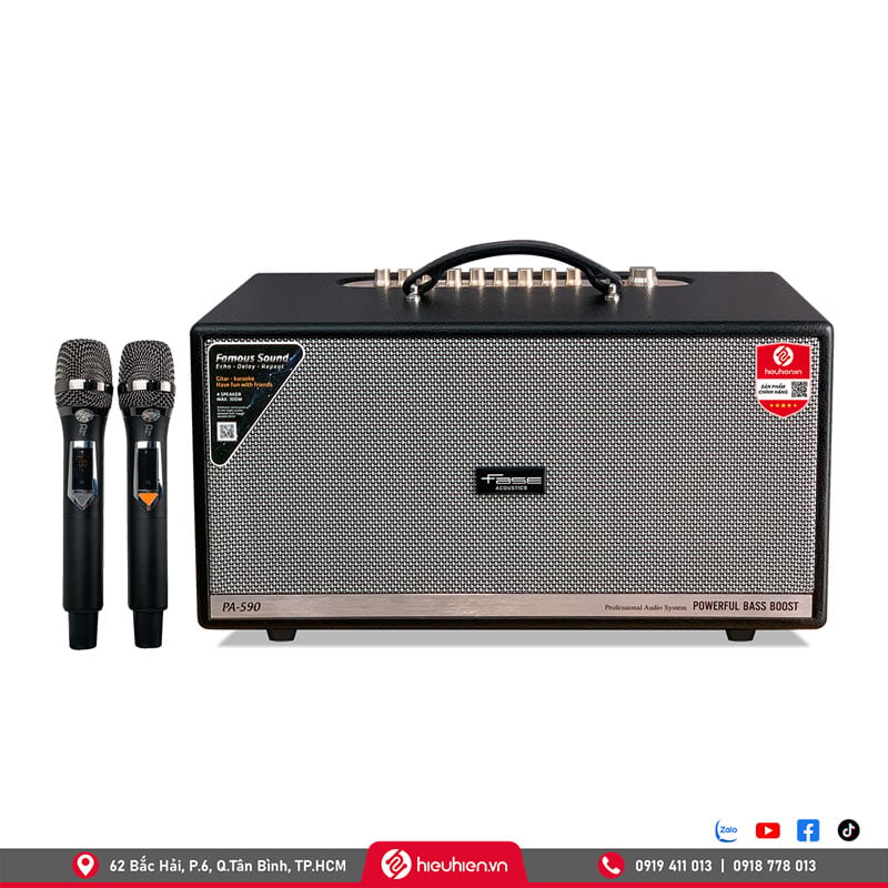 Ảnh minh họa Loa Di Động FASE PA-590 (650W) Kèm 2 Micro 3
