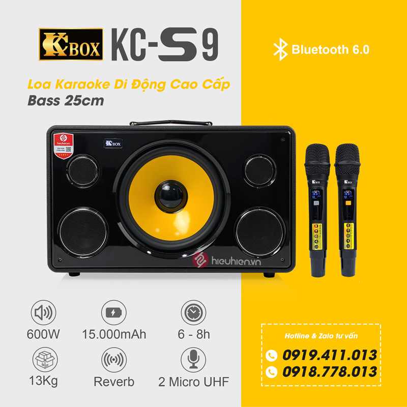 Ảnh minh họa Loa Di Động KCBOX S9 | Bass Sup 25 (600W) Kèm 2 Micro 1
