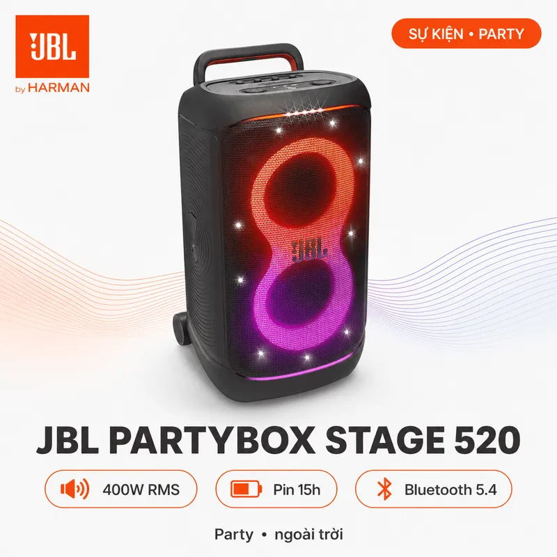 Ảnh minh họa Loa JBL PartyBox 520 (400W, Pin 15h, Bluetooth 5.4) 1