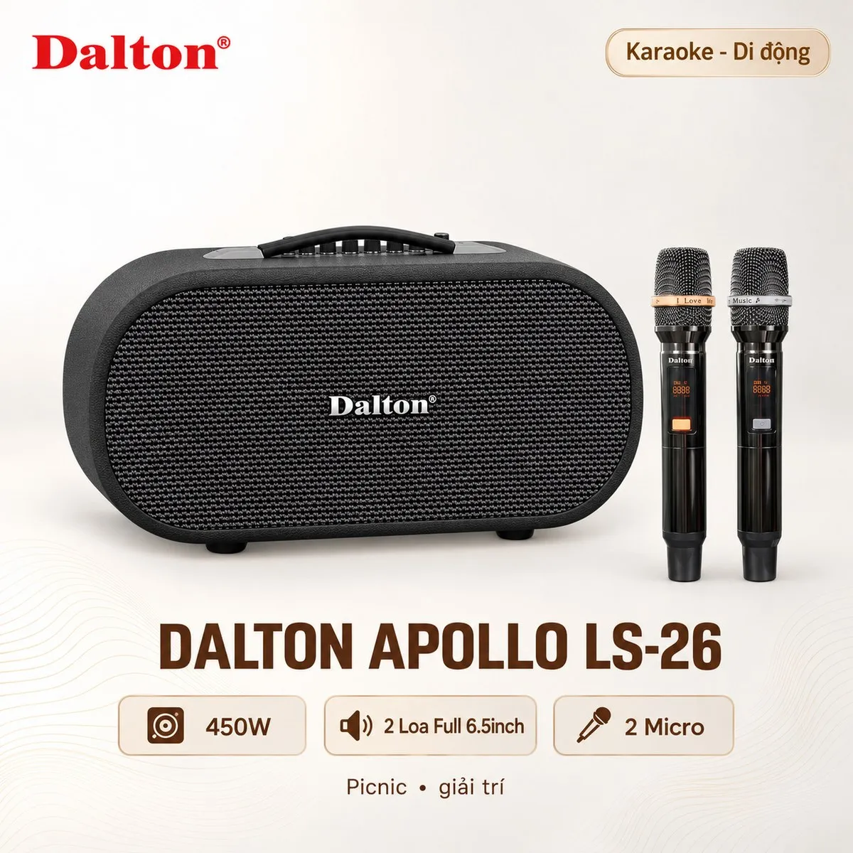 Ảnh minh họa Loa karaoke xách tay Dalton Apollo LS-26 (450W, Bluetooth 5.3, Pin 6H) 1