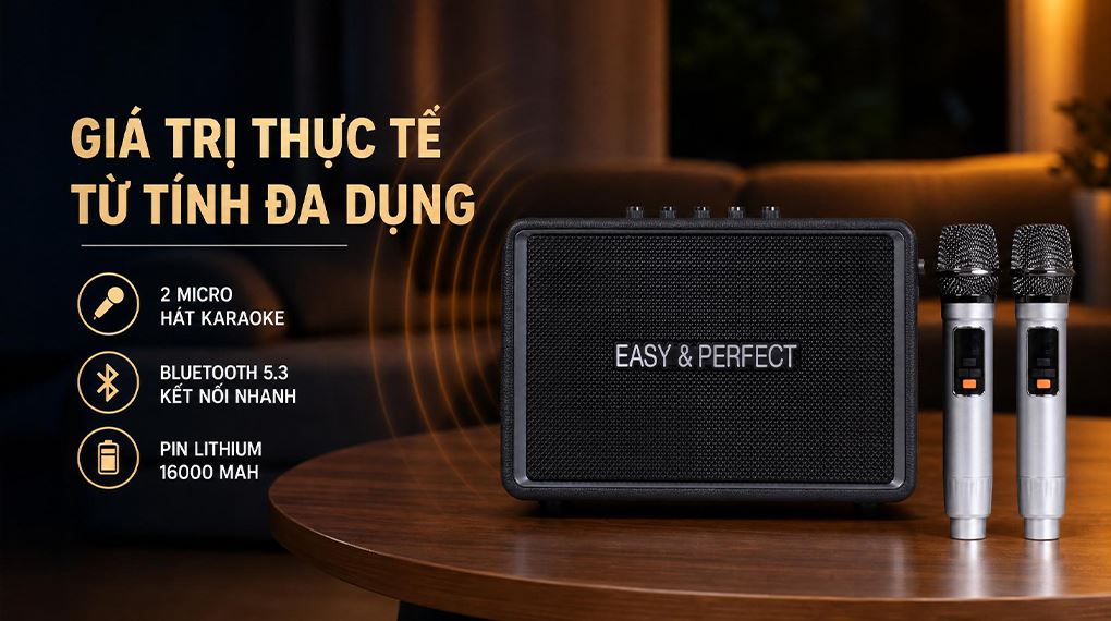 Ảnh minh họa Loa karaoke xách tay Easy & Perfect EP-Tornado 130W 2