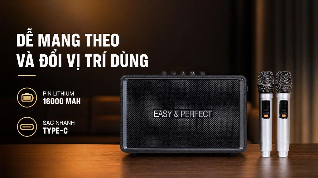 Ảnh minh họa Loa karaoke xách tay Easy & Perfect EP-Tornado 130W 3