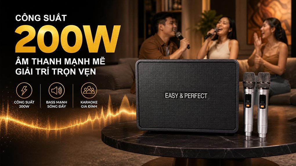Ảnh minh họa Loa karaoke xách tay Easy & Perfect EP-Volcano 200W - Đen 1