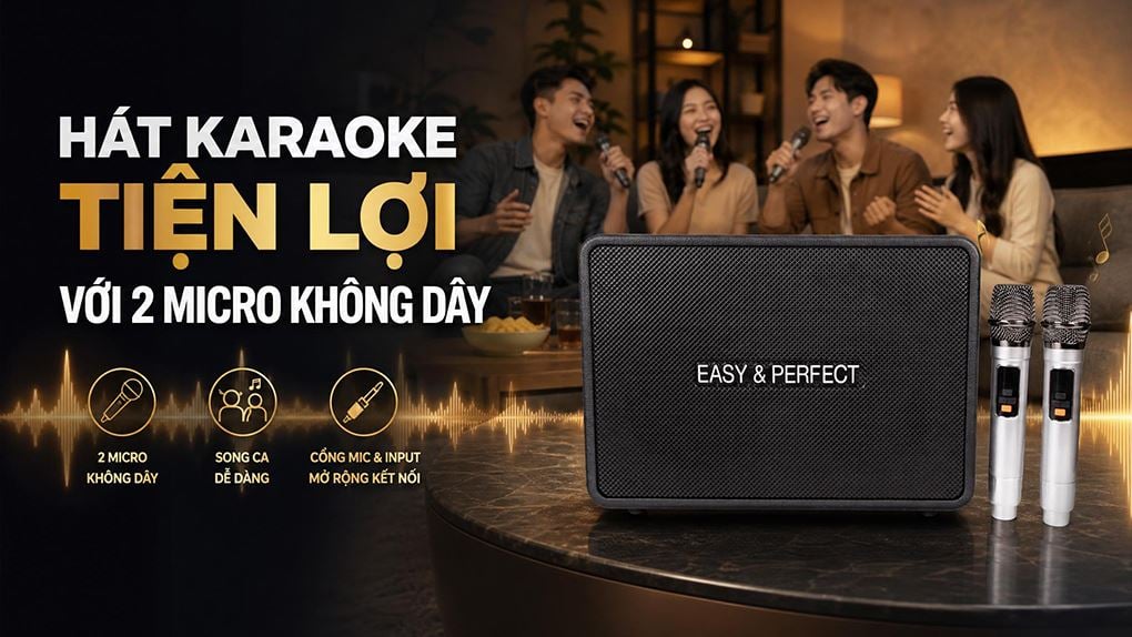 Ảnh minh họa Loa karaoke xách tay Easy & Perfect EP-Volcano 200W - Đen 2