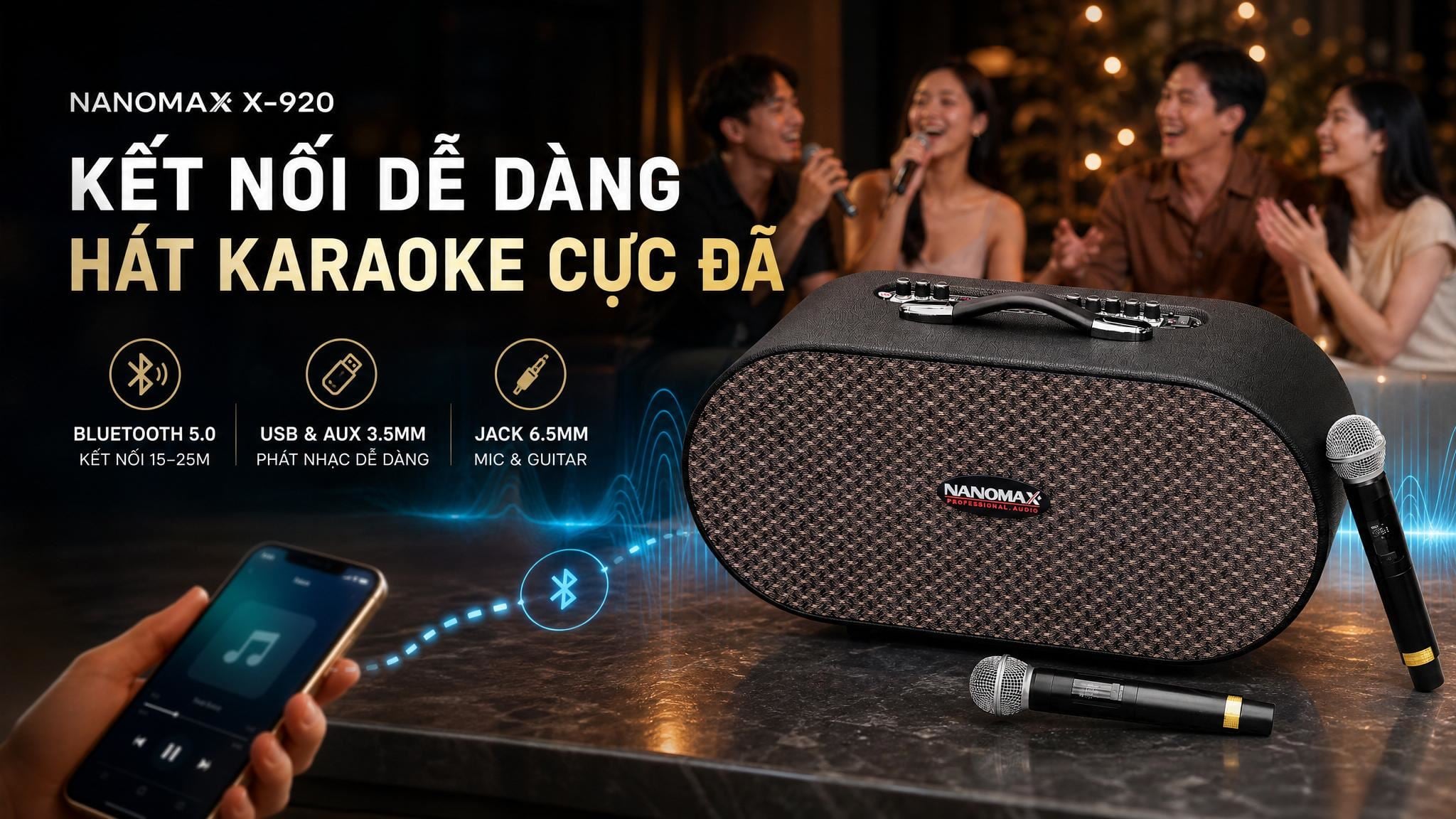 Ảnh minh họa Loa karaoke xách tay Nanomax X-920 420W 2