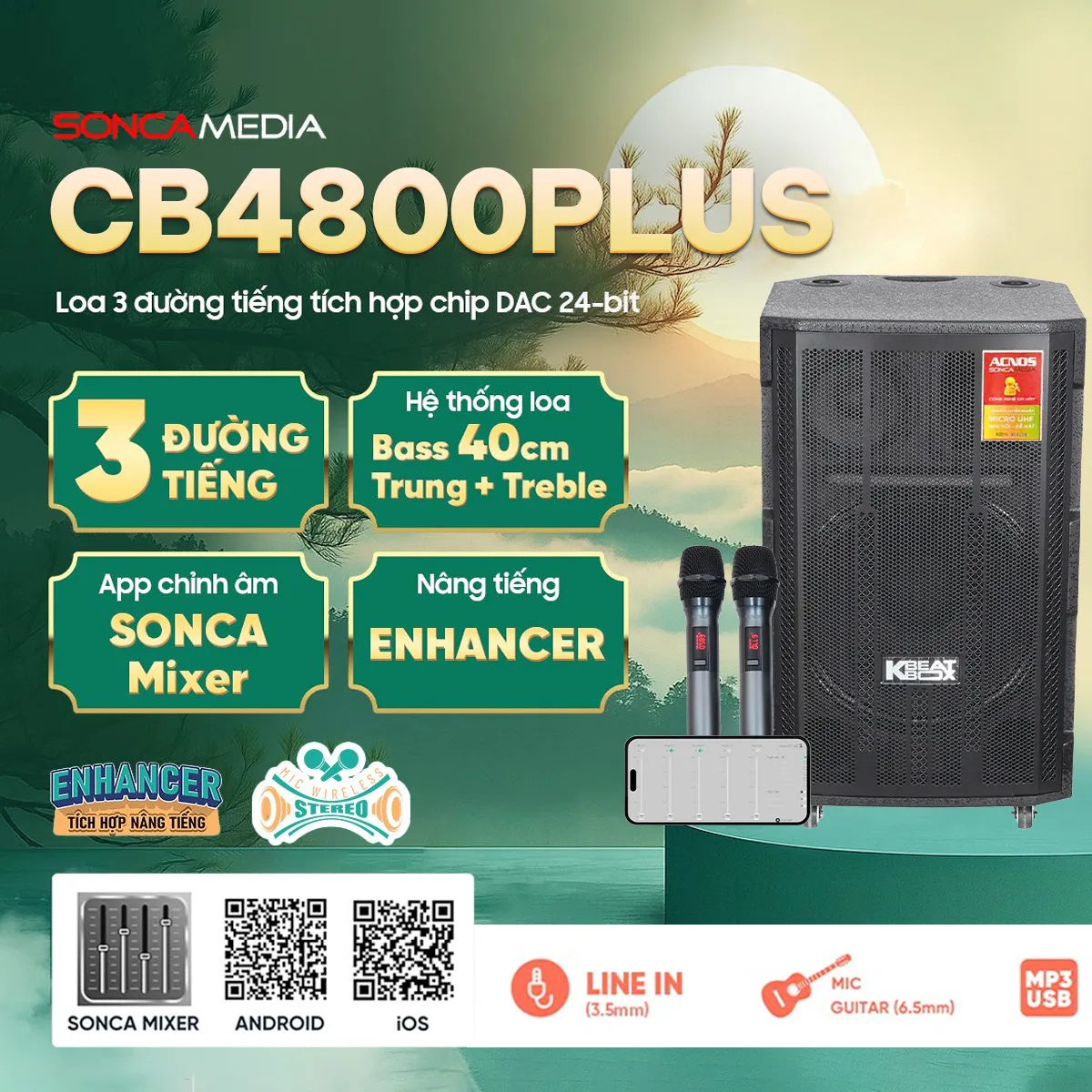 Ảnh minh họa Loa Kéo Acnos CB4800Plus (Bass 40, 150W/750W, Kèm 2 tay micro) 1