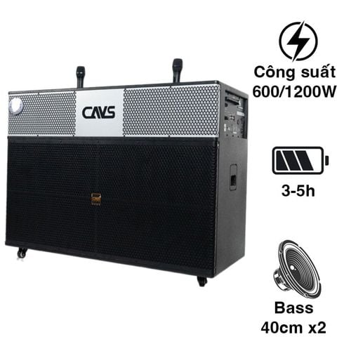 Loa kéo CAVS PA215, Bass 40cm, 600W, Bluetooth 5.0, USB, Card SD