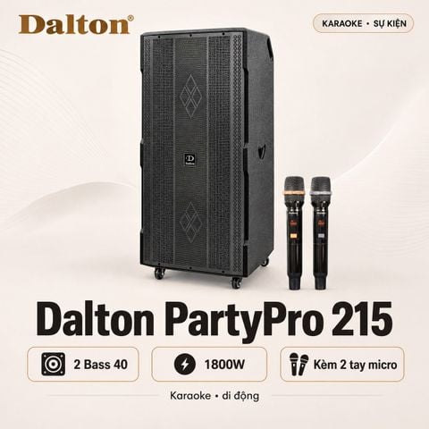 Loa kéo Dalton PartyPro 215 ( 2 Bass 40, 1800W, kèm 2 micro không dây)