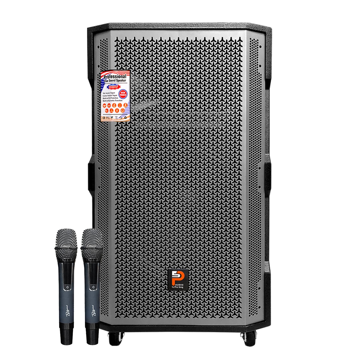 Loa kéo Prosing W15 Super (Bass 40cm, 400W, Kèm 2 micro, Pin 4-8h)