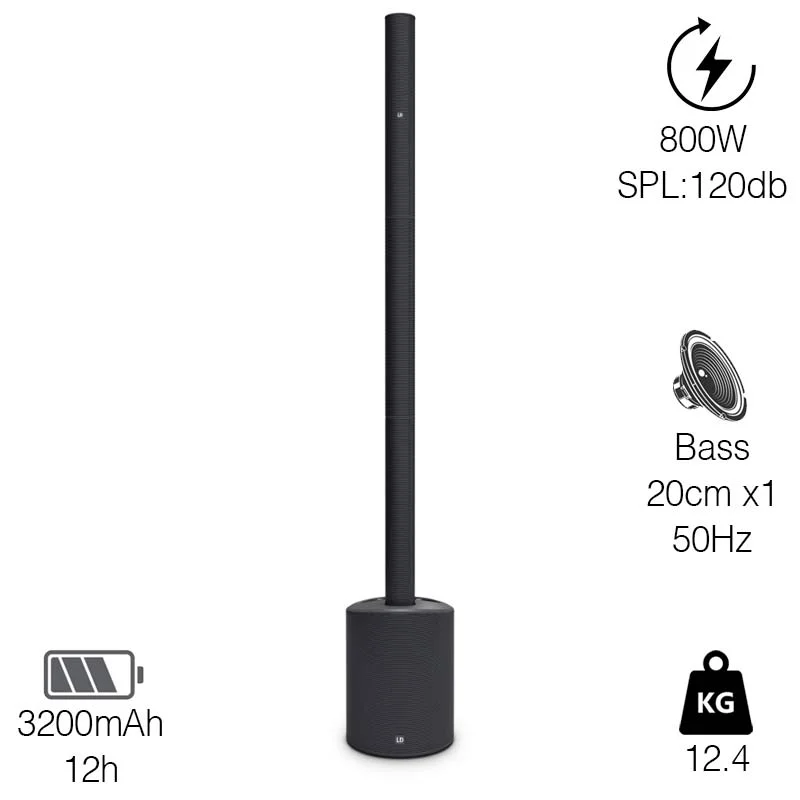Loa LD Systems MAUI 5 GO 100, Công suất 800W, Bluetooth, XLR