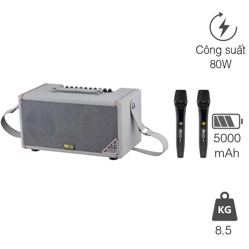 Ảnh minh họa Loa Neko NK03, Công suất 80W, Bluetooth, Aux, Kèm 2 Micro 1