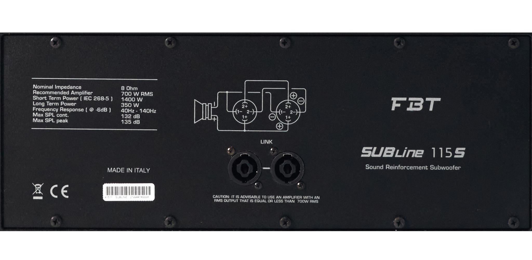 Loa siêu trầm passive 1400W 15inch FBT SUBLINE 115S