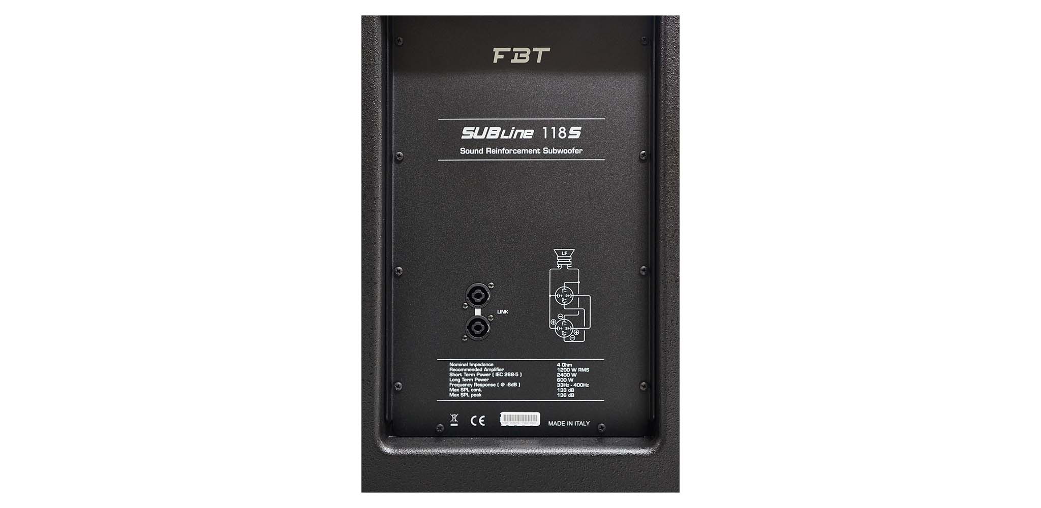 Loa siêu trầm Passive 2400W 18inch FBT SUBLINE 118S