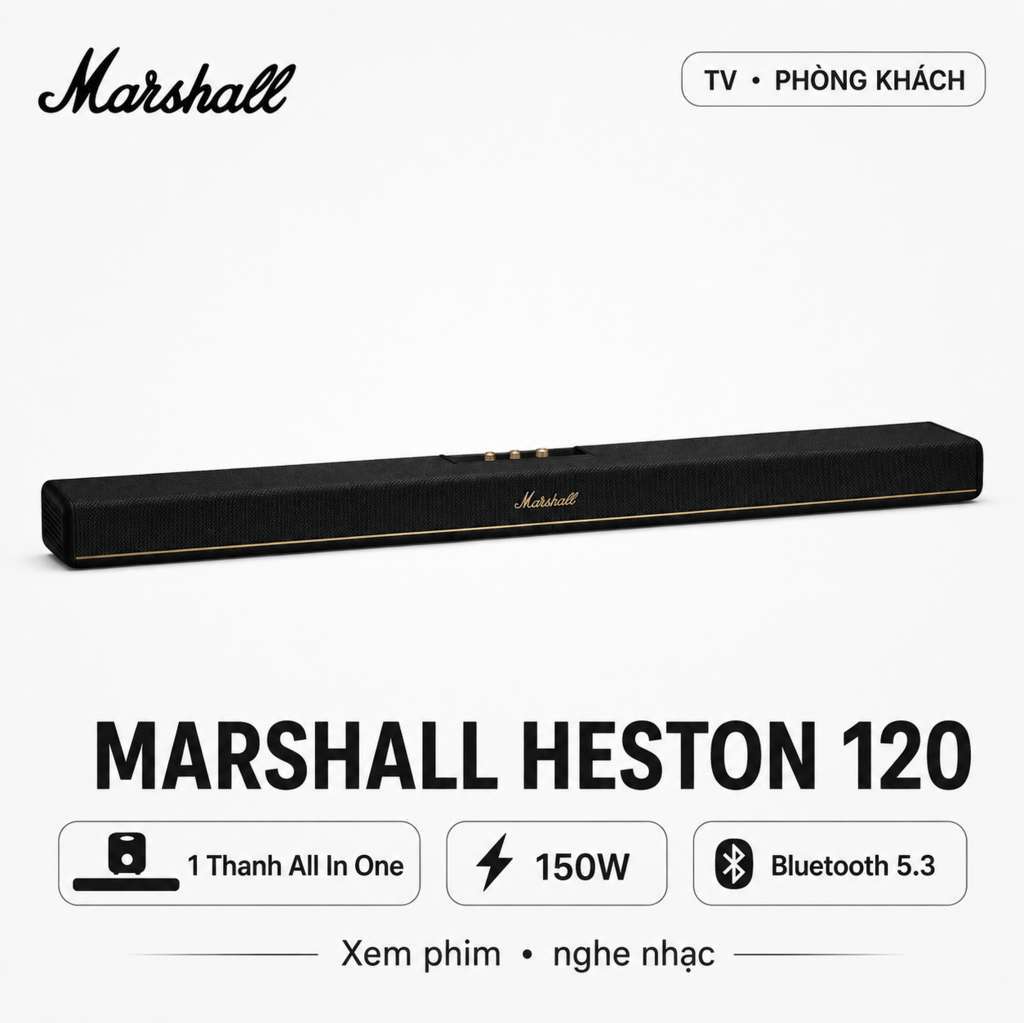 Loa Soundbar Marshall Heston 120 (150W, Bluetooth 5.3)