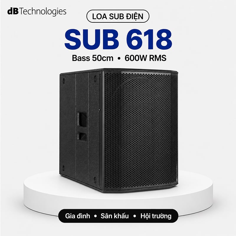 Loa sub điện dBTechnologies Sub 618 (Bass 50, 133dB, 600W RMS, Class D)