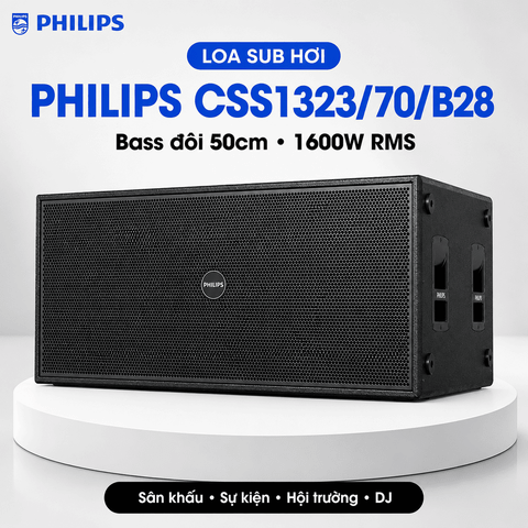 Loa sub hơi Philips CSS1323/70/B28 (Bass đôi 50, 1600W/6400W)