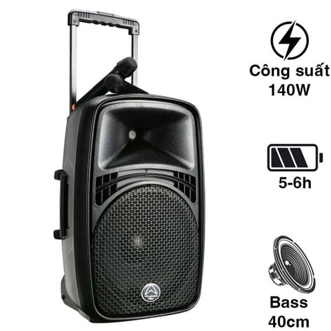 Loa Wharfedale EZ-15A, Bluetooth, Pin 4-6 giờ, kèm 2 tay mic