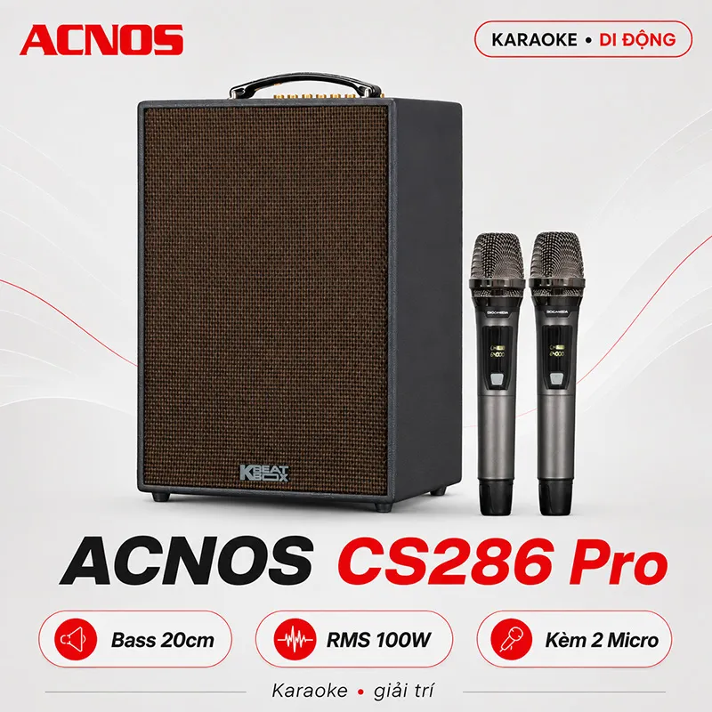 Ảnh minh họa Loa xách tay Acnos CS286 Pro New 2026 (Kèm 2 Micro) 2