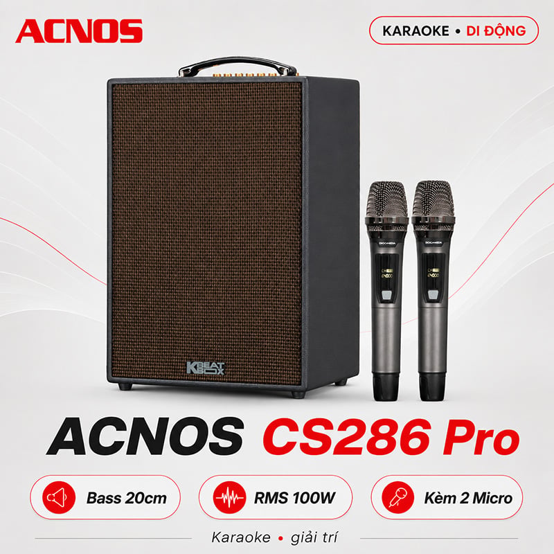 Loa xách tay Acnos CS286 Pro New 2026 (Kèm 2 Micro)