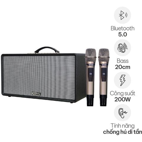 Loa xách tay Acnos Flac 36 (200W, Bluetooth 5.0, kèm 2 tay micro)