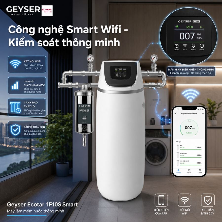Ảnh minh họa Lọc tổng đầu nguồn Geyser Ecotar 1F10S Smart 2