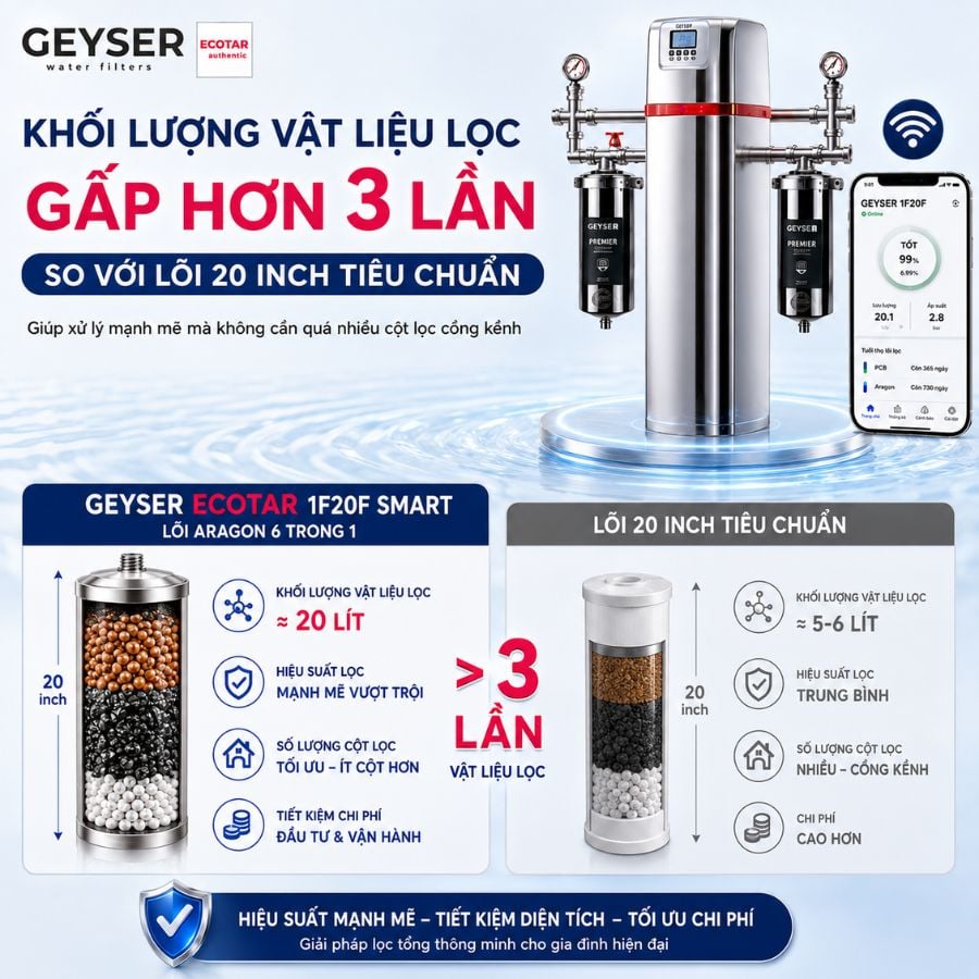 Ảnh minh họa Lọc tổng đầu nguồn Geyser Ecotar 1F20F Smart 1