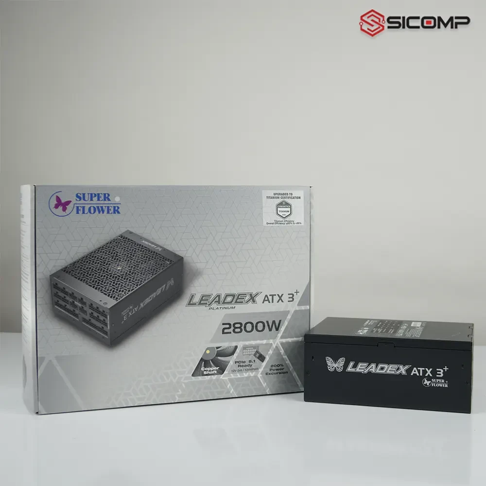 NGUỒN MÁY TÍNH SUPER FLOWER LEADEX TITANIUM 2800W BLACK CYBENETICS TITANIUM, ATX 3.1, PCIe 5.1