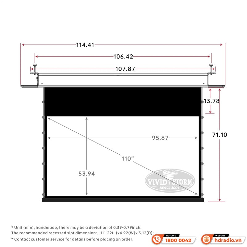 Ảnh minh họa Màn chiếu âm trần Vividstorm VPCLW110H 2