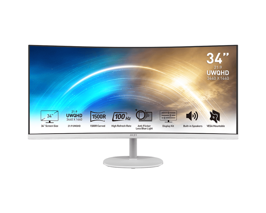 Màn hình cong MSI Pro MP341CQW (34" UWQHD/VA/100Hz/1ms/350Nits/Loa/)
