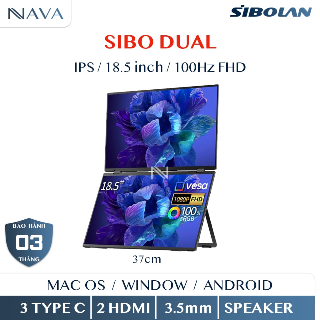 Ảnh minh họa Màn hình đôi SIBOLAND cảm ứng IPS 60Hz 2