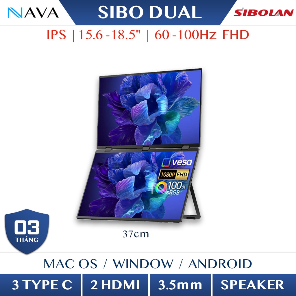 Màn hình đôi SIBOLAND cảm ứng IPS 60Hz