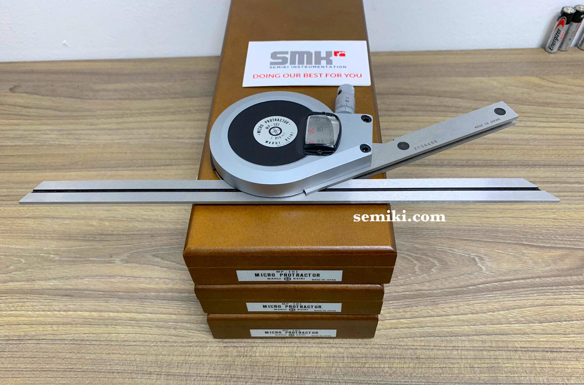 Ảnh minh họa MARUI KEIKI Micro Protractor MP-101, MP-101ST thước đo góc 0～360° 2