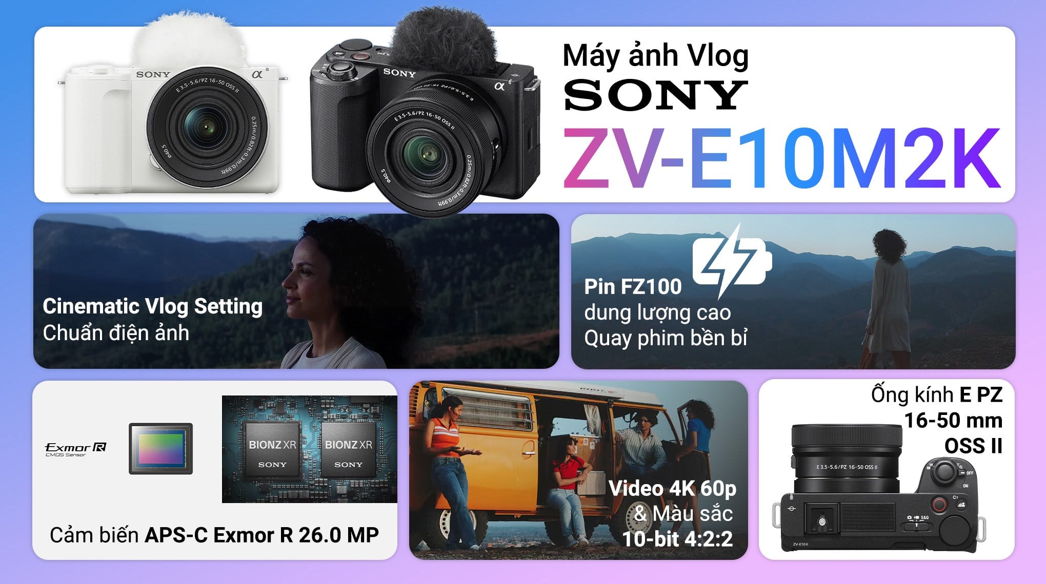 Máy ảnh Vlog Sony ZV-E10M2K (Kèm lens E 16-50 mm)