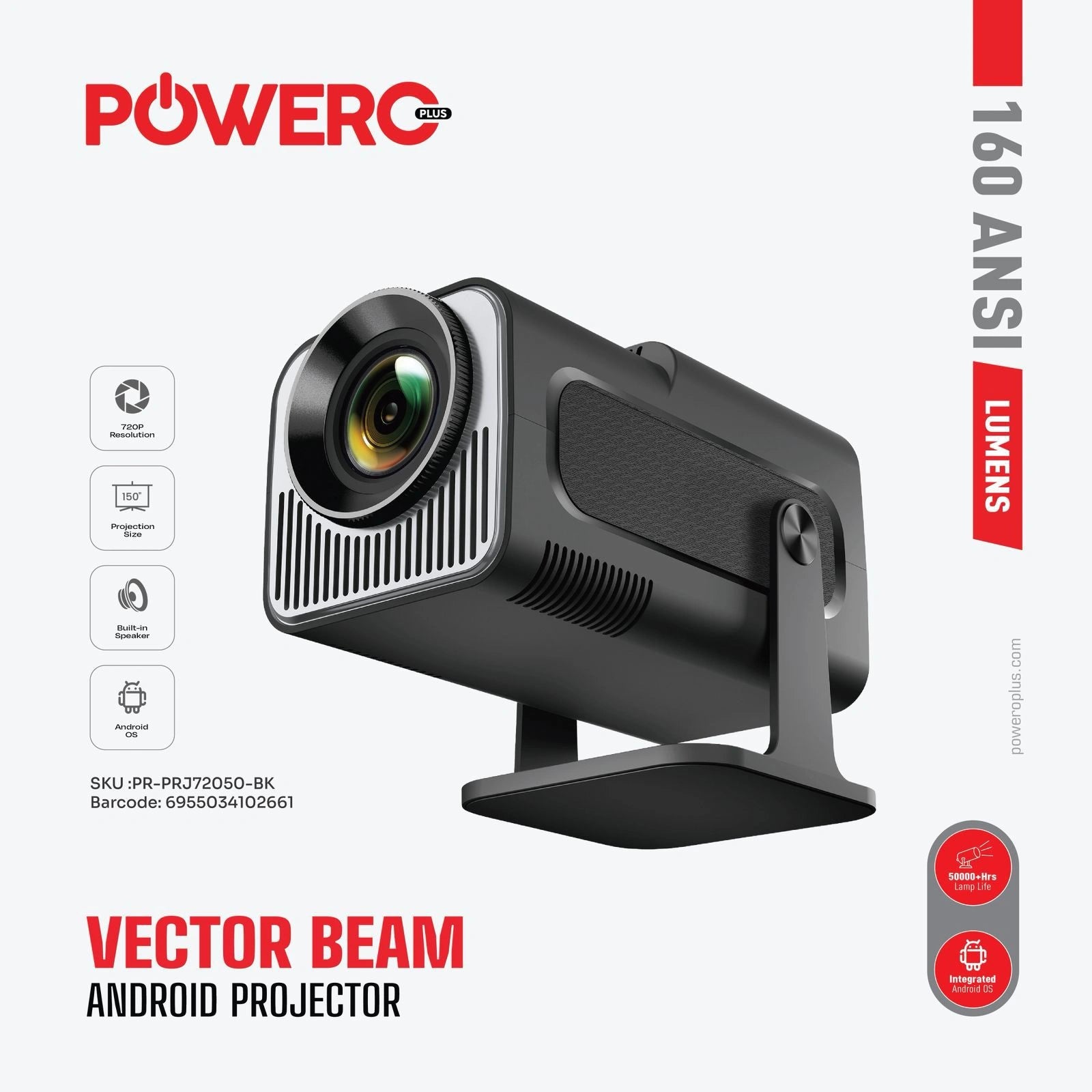 Máy chiếu Android PowerO+ Vector Beam với 160ANSI Lumens