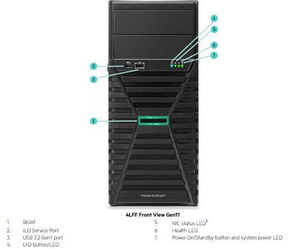 Ảnh minh họa Máy Chủ HPE ProLiant ML30 Gen11 Cabled 4x3.5 Inch 1
