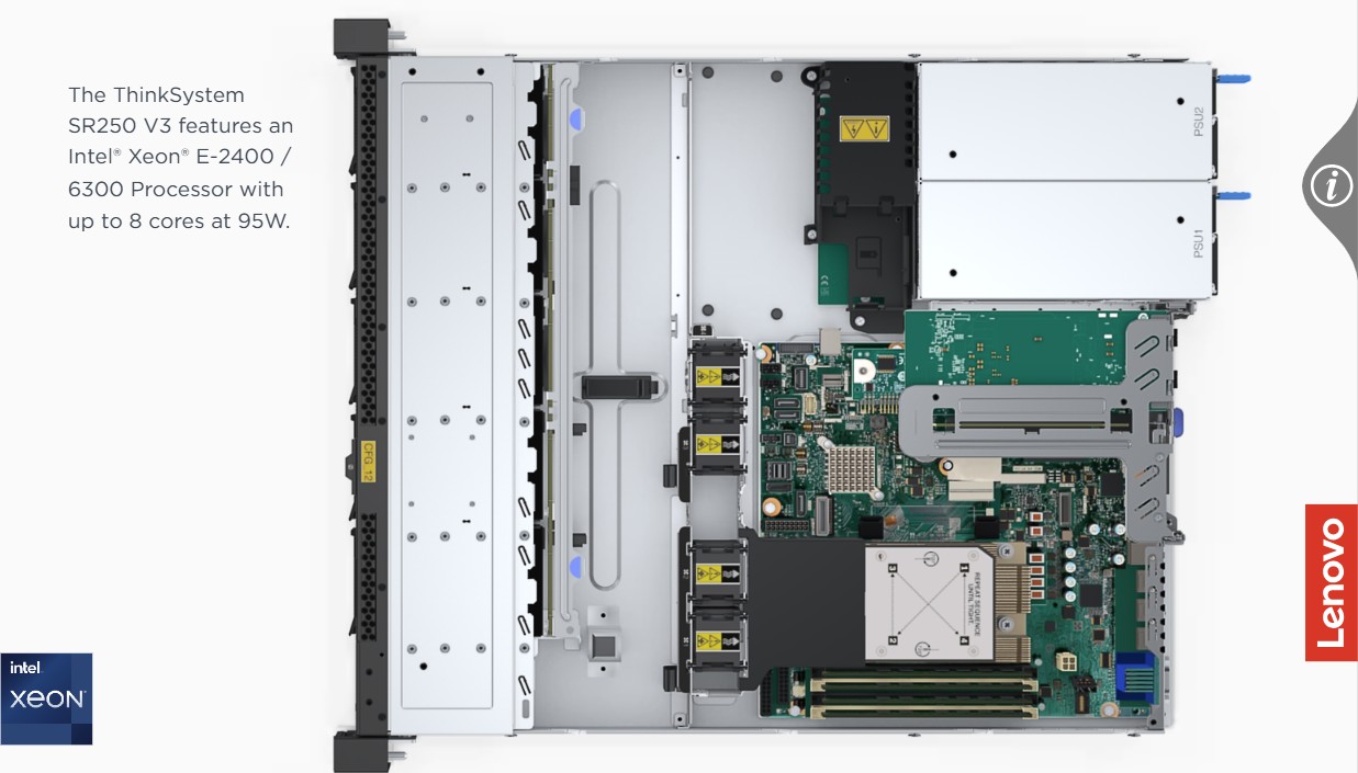 Ảnh minh họa Máy Chủ Lenovo ThinkSystem SR250 V3 8x2.5 Inch 3