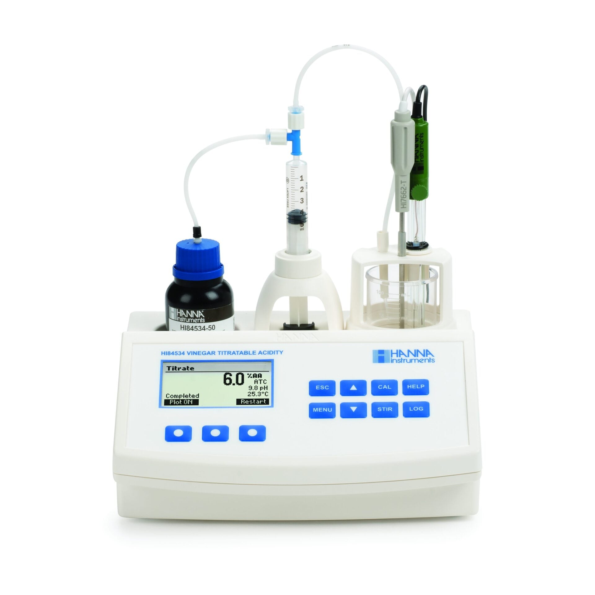 Máy chuẩn độ mini đo pH và nồng độ axit trong giấm HI84534-02
