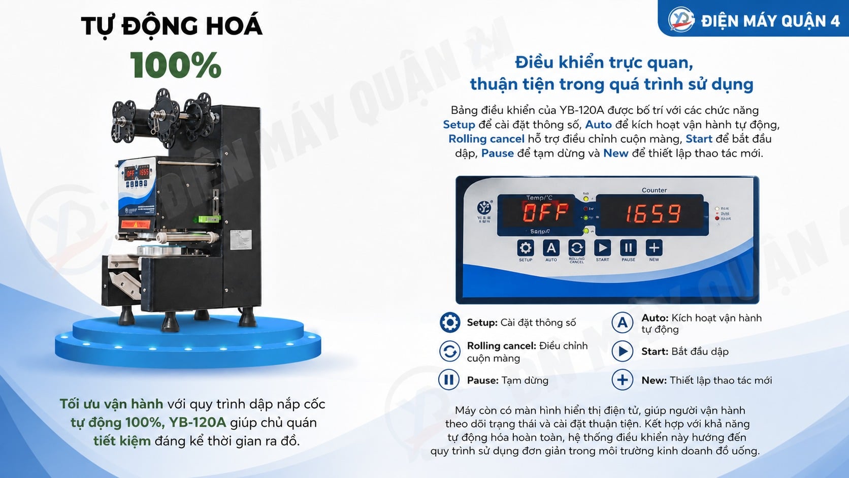 Ảnh minh họa Máy dập nắp cốc tự động Yubann YB-120A 1